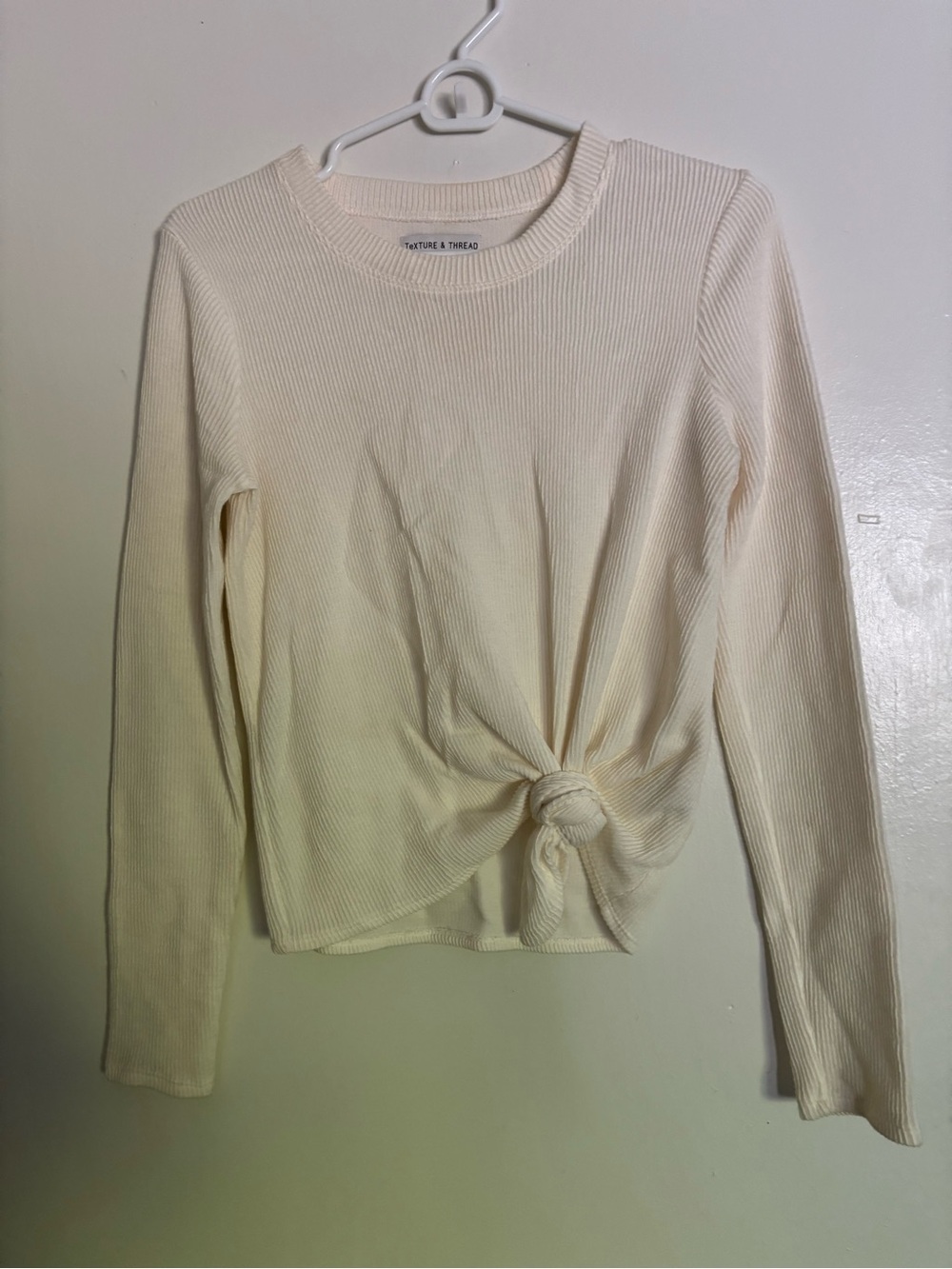 Texture & Thread Jacquard Knot-Front Top